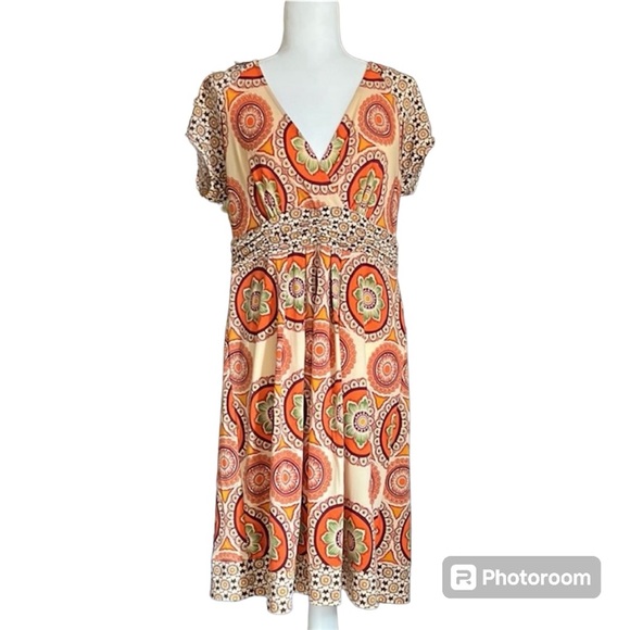 dressbarn Dresses & Skirts - Dressbarn Orange Boho Paisley Print Dress Size 12